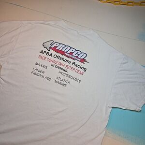 VTG 90s Propco Offshore Racing Shirt XL White Crew APBA F1-90 Sponsors Hanes USA